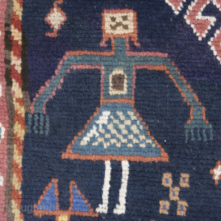 Antique Caucasian Gendje Rug With Persons, late 19th century
319 cm x 114 cm
An extraordinary rare, charming, collectible and decorative tribal antique rug from Gendje, in the Central Caucasus. It transmits a festive ...