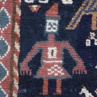 Antique Caucasian Gendje Rug With Persons, late 19th century
319 cm x 114 cm
An extraordinary rare, charming, collectible and decorative tribal antique rug from Gendje, in the Central Caucasus. It transmits a festive ...