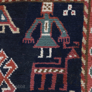 Antique Caucasian Gendje Rug With Persons, late 19th century
319 cm x 114 cm
An extraordinary rare, charming, collectible and decorative tribal antique rug from Gendje, in the Central Caucasus. It transmits a festive ...