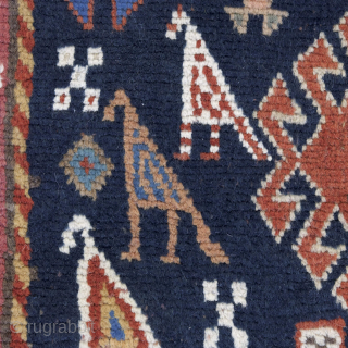 Antique Caucasian Gendje Rug With Persons, late 19th century
319 cm x 114 cm
An extraordinary rare, charming, collectible and decorative tribal antique rug from Gendje, in the Central Caucasus. It transmits a festive ...