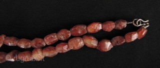 
Nice strand of Bronze Age, circa 2000 to 3000 year old, faceted and totally tubular agate beads. These were excavated from Sukhothai Province in north central Thailand, please see enlargements for scale  ...