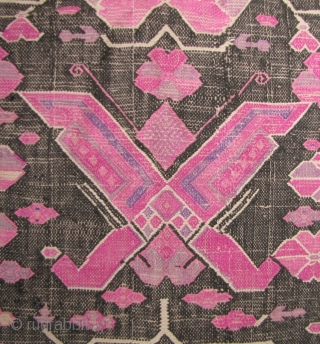 Tujia Wedding Blanket Fine and rare antique panel from Tujia minority, in Guizhou, Southern China wedding blanket with butterfly and lotus scroll motifs (please note that this type of lotus scrolling is  ...