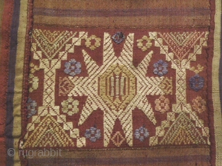 Antique ethnographic Lao textile- Special Offer: Lovely semi antique, circa 50 years plus, silk supplementary weft embroidered all and handspun silk blanket, from the Tai Daeng/Tai Dam ethnic group Laos. This piece  ...