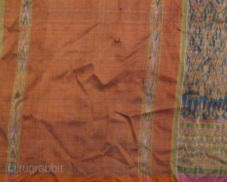 Khmer Sampot Hol: Rare silk Cambodian ikat lower garment L: 288cm/113.in and W: 90cm/35.5in with twill weave; unique to Khmer textiles. This skill died out during the reign of the Khmer Rouge  ...