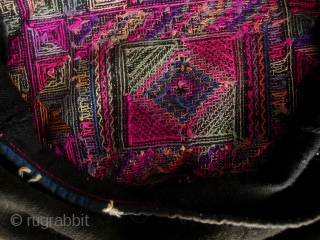 South East Asia: Nice old small shoulder bag with fine silk cross stitch embroidery from the Akha hilltribe in Northern Thailand. This piece was purchased in Chiang Mai in the early 1980s  ...