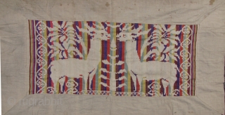 Lao Deer Wall Hanging: Good old textile from Laos with a “void” silhouette deer pattern woven from all handspun cotton. This piece is approximately 30 to 40 year old- I picked up  ...