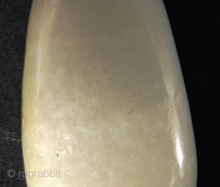 Hetian Jade Pebble Pendant 和田玉: Subtle nephrite “pebble” jade stone with original russet skin highlights, from Xinjiang. It has been polished on one side to achieve symmetry but other then that this  ...