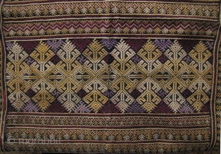 Antique Yao Embroidered Panel: Fine embroidery panel from the Yao, sometimes referred as the Mien, ethnic group from northwest Laos near the Vietnamese border. This piece is the back panel from of  ...