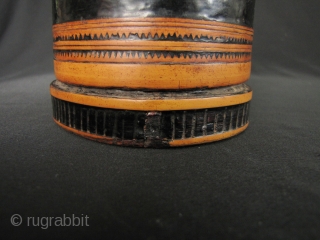 Karen Betel Container: Very fine lacquer “siri” box from the Karen ethnic group in Northern Thailand. This has thick application of black lacquer and a fine naturally aged patina- circa 50 to  ...