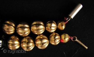 Sri Lanka Gold and Glass Beads: Gorgeous strand of circa 19th century Sri Lankan gold washed sliver and cut glass cobalt blue beads. I was recently in Sri Lanka and must have  ...
