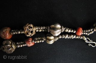 Nice old coral necklace with silver and gold washed silver beads over 100 years old. L: 57cm/22.5 in- the larger gold washed beads are about 2cm. Purchased in Kandy recently finding good  ...