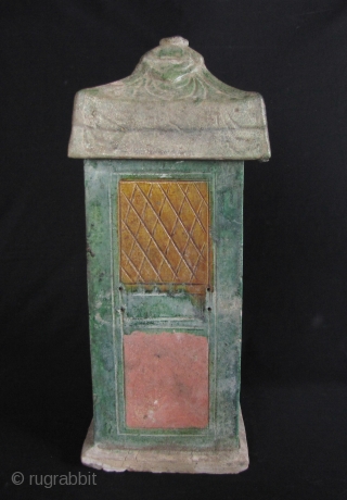 Ming Sancai Sedan Chair: 
Ming Dynasty ceramic wedding booth. Traditionally in China a woman was carried in a covered wedding sedan chair by bearers accompanied by musicians. This piece has a detachable  ...