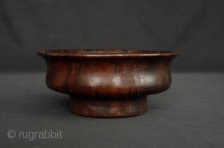 Tibetan Yak Butter Tea Bowl: Old Tibetan Yak Butter Tea bowl carved from burlwood, possibly Rhododendron, it can be anywhere from 50 to a 100 years old. Most of the more recent  ...