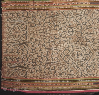 Iban woman’s skirt (kain) from Sarawak,  depicting the tree of life with bamboo running the length of bidang. There is some fraying on the selvedge noted in enlargement 9#, it is  ...