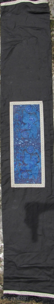 Chinese: Stunning silk on satin old embroidered garment panel with phoenix and bird and floral pattern. From the Dong or Miao ethnic group in South China.. This has been repurposed into a  ...