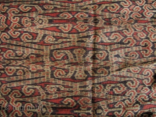 Lovely Iban woman’s skirt from the Kapit region in Sarawak, circa 1940-1950. The broad center field is woven from handspun cotton and natural dyes. The red use in this is particularly rich.  ...