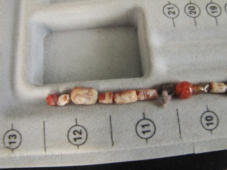 Etched Carnelian Beads: Loose strand lot of mixed etched and faceted beads from what is now Pakistan. I bought these along with a group of Bactrian and Kushan coins so these come  ...