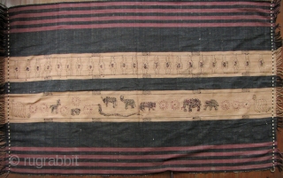 Naga Pictorial Blanket: Elephants, tigers and snakes- oh my! Very decorative, hand woven cotton blanket from the Naga people in Burma. I bought this piece around 1997 up in Mae Sai along  ...