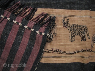 Naga Pictorial Blanket: Elephants, tigers and snakes- oh my! Very decorative, hand woven cotton blanket from the Naga people in Burma. I bought this piece around 1997 up in Mae Sai along  ...