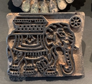 Collection of four vintage/antique cloth printing blocks from Tamil Nadu, all in excellent condition, acquired in India 30 years ago. Large one: H: 26.3/10.4in x W: 16.4 cm/6.4in, elephant: H 12.2/4.8in x  ...