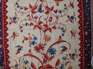 Beautiful woman’s shawl from Java circa 1950 with floral (buketan) design, from the Pekolongan or Lasem area North Java. There are a couple of 5mm holes and a minor tear noted in  ...