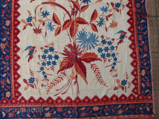 Beautiful woman’s shawl from Java circa 1950 with floral (buketan) design, from the Pekolongan or Lasem area North Java. There are a couple of 5mm holes and a minor tear noted in  ...