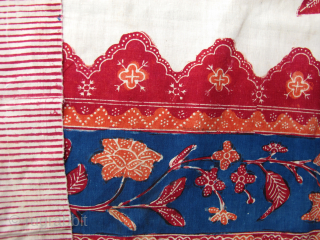 Beautiful woman’s shawl from Java circa 1950 with floral (buketan) design, from the Pekolongan or Lasem area North Java. There are a couple of 5mm holes and a minor tear noted in  ...