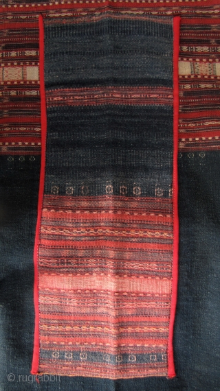 Ba Na Skirt: Beautiful women’s apron style skirt from the Bahnar (Ba Na) ethnic group, Central Highlands of Vietnam. Woven from fine handspun cotton using all indigo and natural dyes. The weaving  ...