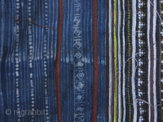 Hmong Miao Indigo Blanket: Wonderful indigo, embroidered and batik blanket from the Hmong in Sapa, northwestern Vietnam. This is a huge piece L: 2.5m/98in and W: 1.74m/68.5in. A very functional item that  ...