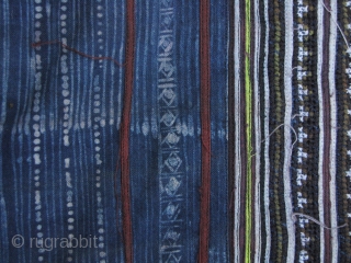 Hmong Miao Indigo Blanket: Wonderful indigo, embroidered and batik blanket from the Hmong in Sapa, northwestern Vietnam. This is a huge piece L: 2.5m/98in and W: 1.74m/68.5in. A very functional item that  ...