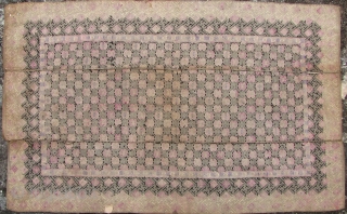 Chinese Minority Textile: Antique wedding blanket, circa late 19th CE/early 20th CE, from the Miao ethnic group, Antai District, Guangxi , China. This is tightly woven in three panels, from very fine  ...