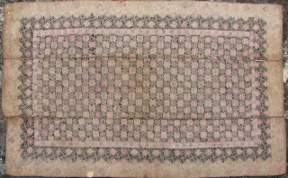 Chinese Minority Textile: Antique wedding blanket, circa late 19th CE/early 20th CE, from the Miao ethnic group, Antai District, Guangxi , China. This is tightly woven in three panels, from very fine  ...