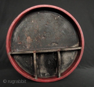 Khmer Betel Box:  
Nice old red and black lacquered Cambodian Siri (betel) box container. This has the original small feet on the bottom, very difficult to find these days. There is  ...