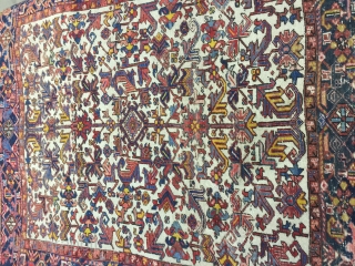 Antique Heriz measuring 7x7'9" great all over design. Rug has some worn areas, please let me know if you need any other pictures.          