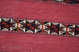 Extremeley fine Tekke Ak Tschowal in Nimbaft-quality, circa 115 x 74 cm,
part knotted and Kilim,
19th century, perfect condtion, nice, bright colours.

Price: on request, more information: www.adil-besim.at

       