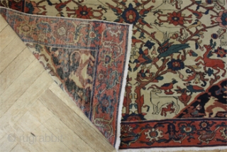 Very rare west-iranian animal rug, Malayer, circa 177 x 128 cm,
fine weaving, some repairs, even low, very unusual. Middle of 19 century.

Price: on request, more information: www.adil-besim.at      