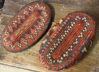 old Oval box, wool & wood, south of Persia, size: 30x19 cm                     