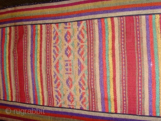 outstanding mosquito net border fine silk supplementary weft on a silk background, highly ornamented with stylized animals figures and variety of designs, edging is striped cotton. Excellent condition. 


Lao Tai.


Minority group Laos, Vietnam,  ...