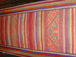 outstanding mosquito net border fine silk supplementary weft on a silk background, highly ornamented with stylized animals figures and variety of designs, edging is striped cotton. Excellent condition. 


Lao Tai.


Minority group Laos, Vietnam,  ...
