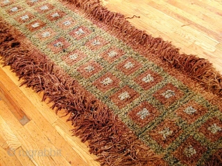 Type: TIBETAN seating rug
Origin: TIBET 
Circa: 1880 
Size/Feet & Inches: 2'7'' x 14'7'' 
Size/Meters: 0.78 x 4.44 
               