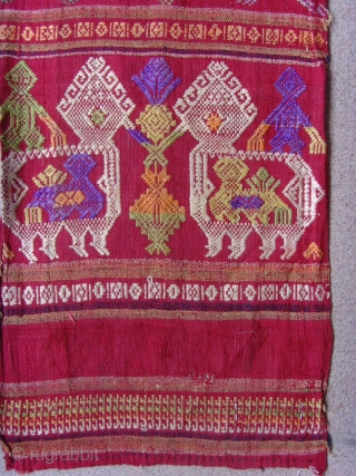 Tai Lue weaving, cotton supplementary weft with silk embroideries.


Tai Lue.


Minority group Laos and Thailand.


Seconed Quarter 20th Century.


0.87 X 0.24 CM
             