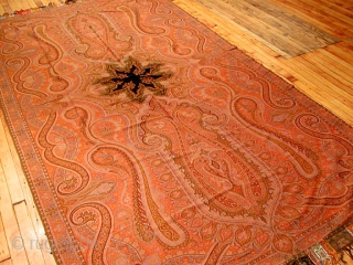 Type: PAISLEY SHAWL
 
Origin: FRANCE
 
Circa: 1880
 
Size/Feet & Inches: 5'4'' x 10'0''
 
Size/Meters: 1.62 x 3.04 
               