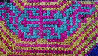  187 
Silk embroidery on hand made hand spun cotton fabric. 
Khotan
East Turkestan.
Late 19 century.
146 x 38 CM
               