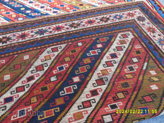 Antique Caucasian Shall Kazak 
Perfect Condition and Full Pile
Size: 220x137 cm.                      