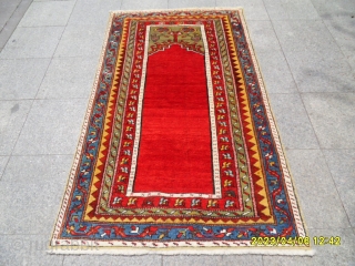 Antıque Anatolıan Ladik Prayer Carpet size: 185x110 cm.                         