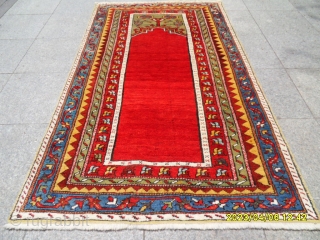 Antıque Anatolıan Ladik Prayer Carpet size: 185x110 cm.                         