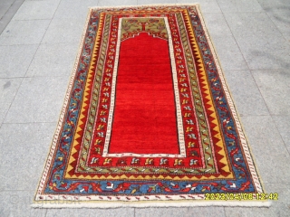 Antıque Anatolıan Ladik Prayer Carpet size: 185x110 cm.                         