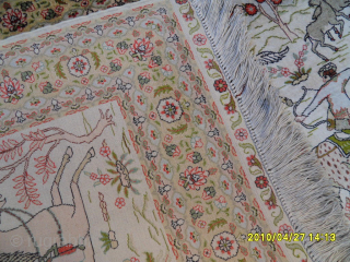 Seiden Hereke Hunting Scene
Size: 65 x 95 cm.
Mail: makifhali@yahoo.com                        