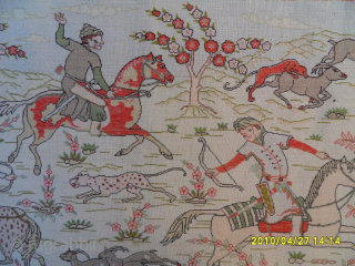Seiden Hereke Hunting Scene
Size: 65 x 95 cm.
Mail: makifhali@yahoo.com                        