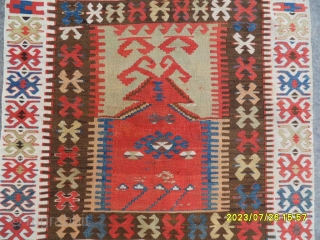 Antique Anatolian Aksaray Kilim size:100x91 cm.                           